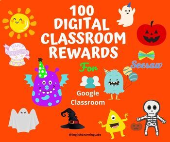 Preview of 100 Digital Reward Badges Halloween and Fall Edition