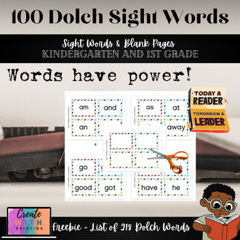 Preview of 100 Dolch Sight Words Downloadable | Sight Word Printable | First Grade | Kinder