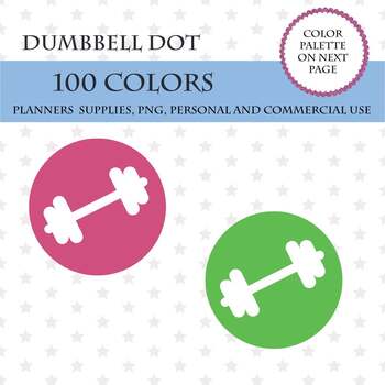 Preview of 100 Dumbbell Round Dot clipart, Dumbbell planner sticker, Fitness icons set