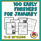 100 Early Finishers for January, Winter, ELA, Math, Puzzle