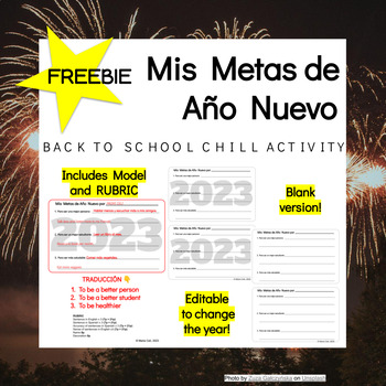 Preview of 100% Editable 2023 resolutions English and Spanish