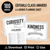 100 Editable & Printable Class Awards (Black & White), End