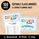 100 Editable & Printable Class Awards, End of the Year Rec