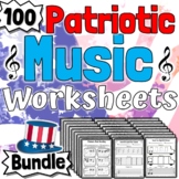 100 Flag Day Music Worksheets | Clef Notation Rhythm Compo