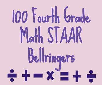 Preview of 100 Fourth Grade Math STAAR-like Bellringers