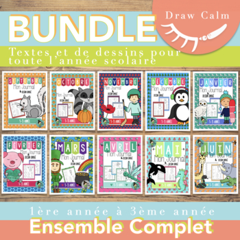 Preview of 100 French Writing Prompts Grades 1-3 - Whole Year Bundle