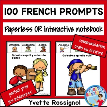 Preview of 100 French Writing Prompts Paperless | Écriture créative pour atelier ou journal