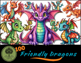 100 Friendly Dragons {A Novel Idea Digital Clip Art}