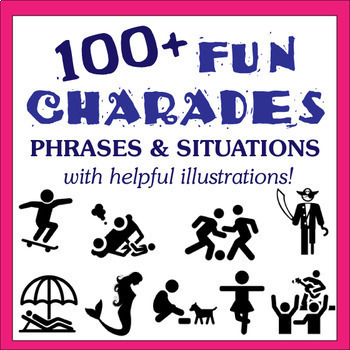 Preview of Charades Cards Fun Illustrations Phrases Situations Pictionary ESL Game Drama