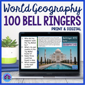 Preview of 100 Geography Bell Ringers World Geography Bellwork