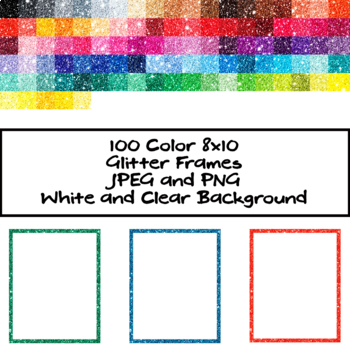Preview of 100 Glitter Digital Border Overlay Frames 8x10 PNG JPEG