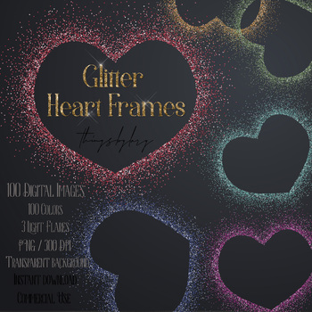 Preview of 100 Glitter Particle Heart Frames PNG