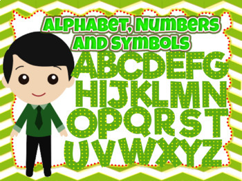 Preview of 100 Green clip arts of the Alphabet, Numbers and Symbols (Polka dots)