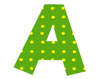 100 Green clip arts of the Alphabet, Numbers and Symbols (Polka dots)