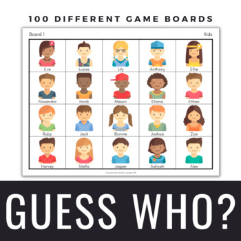 Preview of 100 Guess Who? Game Boards with Cue Cards - EDITABLE | Distance Learning