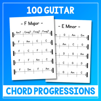 Preview of 100 Guitar Chord Progressions - Music Posters - Reference Sheets