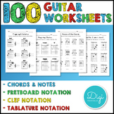 100 Guitar Worksheets - Chords & Notes - Playing & Reading