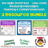 Preview of 100 High Low Fluency and Comprehension Passages - Bundle 3