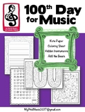 100 Hundred Days of MUSIC: writing page, coloring, music m
