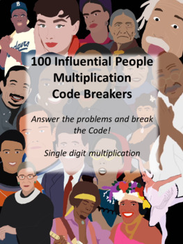 Preview of 100 INSPIRATIONAL PEOPLE Single Digit Multiplication Biography Decoders!