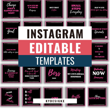 Preview of 100 Instagram ready-made and editable motivational templates - Canva