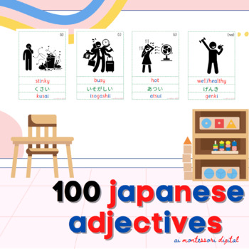 Preview of 100 Japanese Adjectives (English/Hiragana/Romaji) JLPT N5
