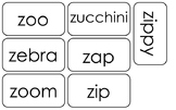 100 Letter Z Word Articulation Speech Flashcards.