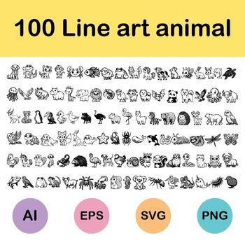 Preview of 100 Line art animal