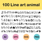 100 Line art animal