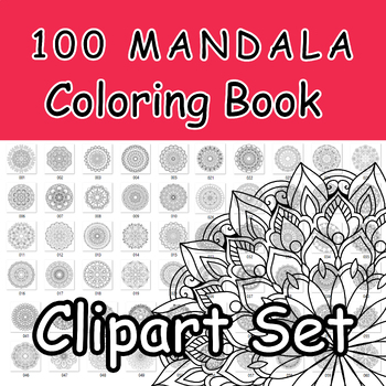 Preview of 100 Mandala Coloring Book (Clipart Set)