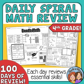Preview of 4th Grade Math Spiral Review - Daily Math Warm Ups 4th Grade - Worksheets