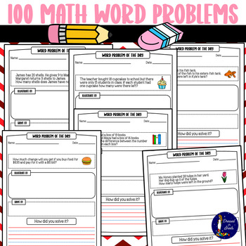 Preview of 100 Math Word Problems for Second Graders
