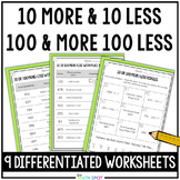 100 More 100 Less 10 More 10 Less Worksheets | 2.nbt.8