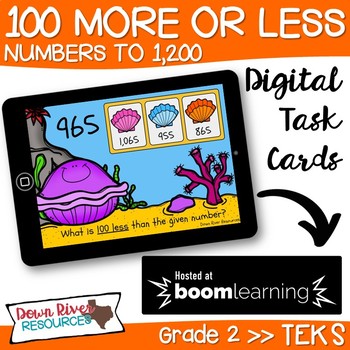 Preview of 100 More 100 Less - Numbers up to 1,200 Boom Cards 2nd Grade TEKS