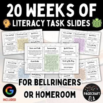 Preview of 100 Morning Work Literacy Activities | 20 Weeks of Literacy Tasks | Bellringers