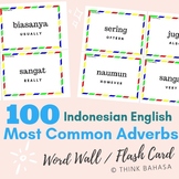 100 Most Common Adverbs Indonesian English Word Wall (Kata