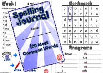 Preview of 100 Most Common Words Spelling Journal - Elementary-Class.co.uk