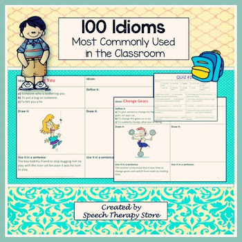 Preview of Speech Therapy 100 Most Commonly Occuring Idioms Within the Classroom