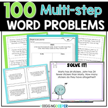 Preview of 100 Multi Step Word Problems for Third and Fourth Grade 