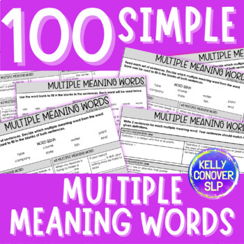 Preview of 100 Multiple Meaning Words Stimulus Items, Worksheets, & Task Cards