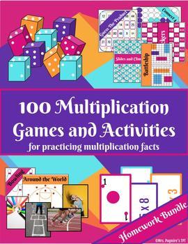 Preview of 100 Games and Activities for Practicing Multiplication Facts: Homework Bundle