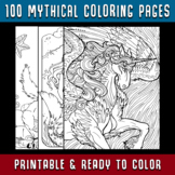 100 Mythical Coloring Pages | Digital Printable