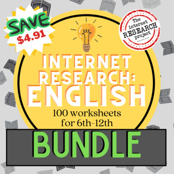 Preview of 100 Page Language Arts Worksheet Bundle Internet Research for Middle and High