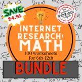 100 Page Math Worksheet Bundle Internet Research for Middl