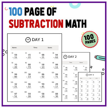 Preview of 100 Page of Subtraction Math