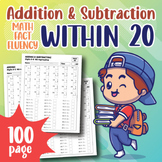 Addition and Subtraction to 20 Worksheets Math Facts Fluen