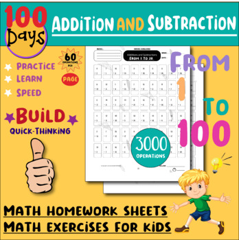 Preview of Math Speed Drill Practice: 100 Pages of Worksheets for Students