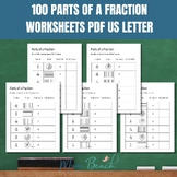 100 Parts of a Fraction Worksheets - 1st & 2nd Grade - PDF