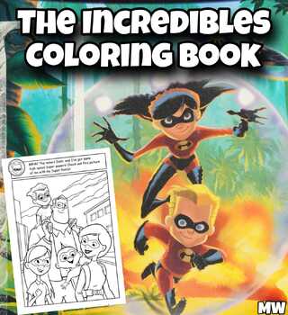 Preview of 100 Percent Super! The Incredibles Coloring book.