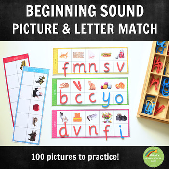 Preview of 100 Pictures and Beginning Letter Matching Activity